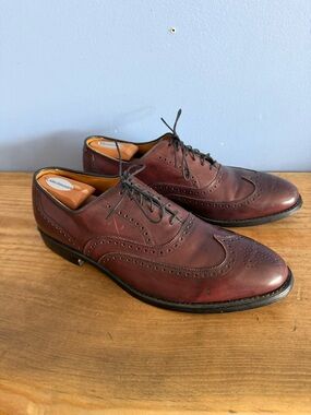 Allen Edmonds Chester Burgundy Leather Wingtip Oxfords USA size 12.5 narrow